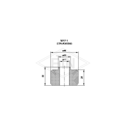 Bufor końcówki linowej ETN fi 50/17/22 x 28/33 mm z kołnierzem 315003