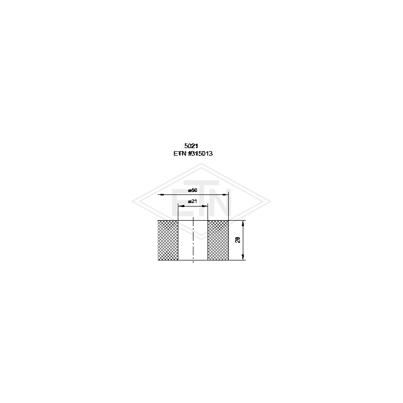 Bufor końcówki linowej ETN fi 50/21 x 28 mm 315013