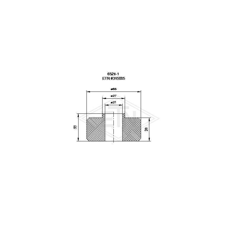 Bufor końcówki linowej ETN fi 40/17 x 17 mm 315015