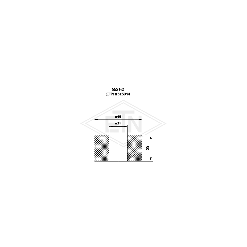 Bufor końcówki linowej ETN fi 55/21 x 30 mm 315014