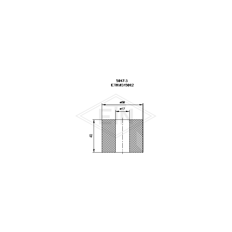 Bufor końcówki linowej ETN fi 50/17 x 40 mm 315012