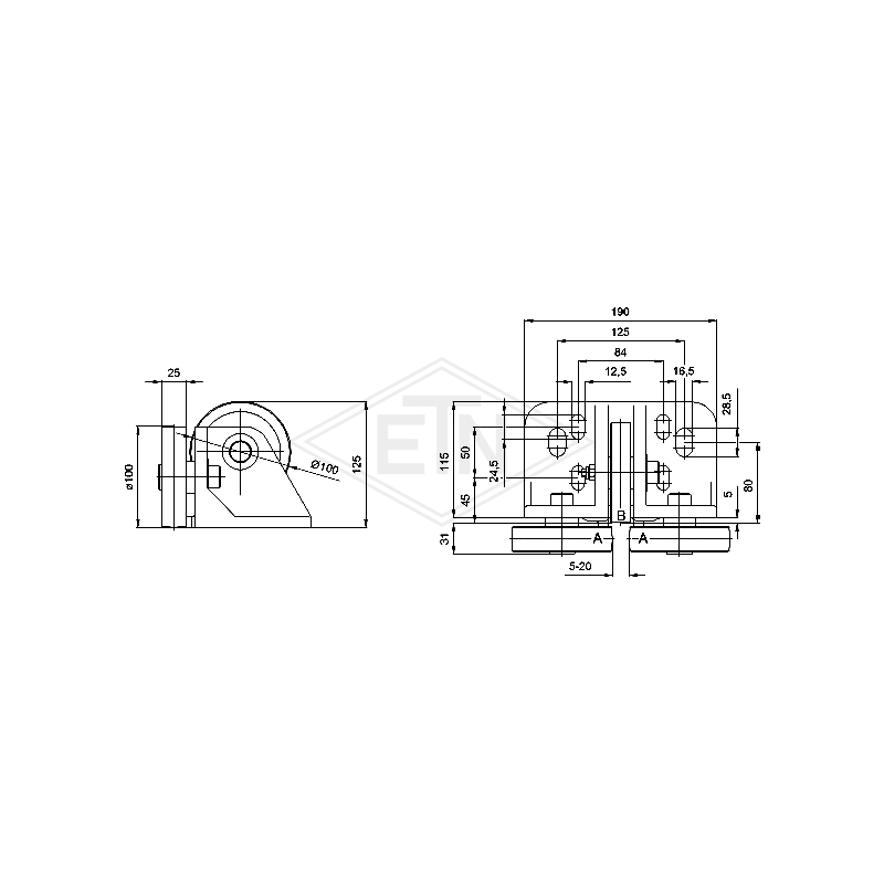 Prowadnik rolkowy ETN FK-AL1 300601